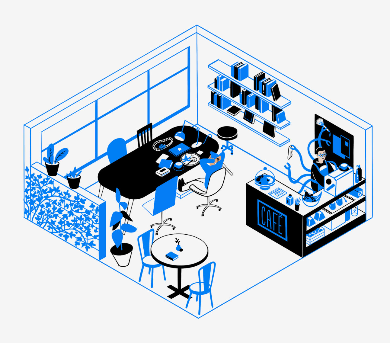 Ilustracion 'Dentro de la biblioteca'